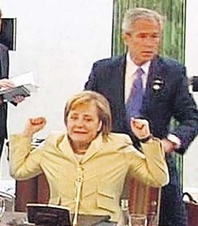 George Bush and Angela Merkel